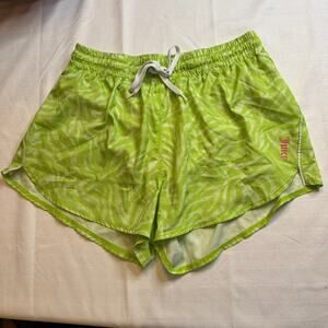 Juicy Couture Y2K Sport Neon Green Zebra Print Mesh Shorts Women’s Medium Lined